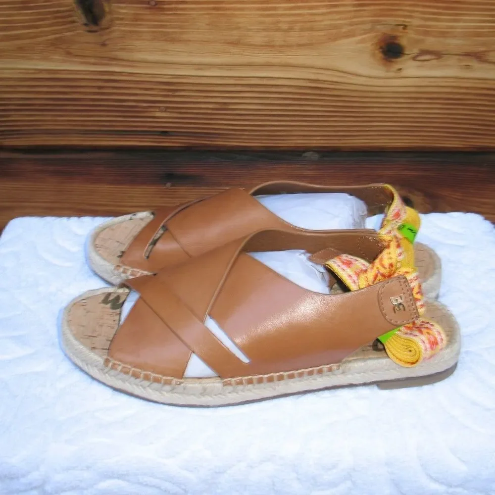 Sam Edelman 7 Womens Brown Leather Espadrilles Sandals Shoes